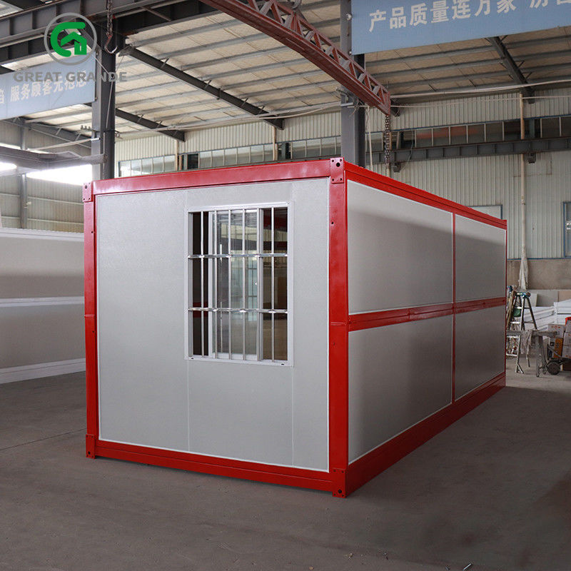 Prefab διπλώνοντας εμπορευματοκιβωτίων εγχώριων κόκκινη πλαισίων δευτερεύουσα υποστήριξη πλαισίων χάλυβα γυαλιού γαλβανισμένη πόρτα