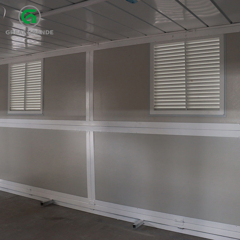 Prefab στρατοπέδευσης προσωρινής κατοικίας που διπλώνει εμπορευματοκιβωτίων διπλή πόρτα πλευρικών τοίχων σπιτιών την ενιαία