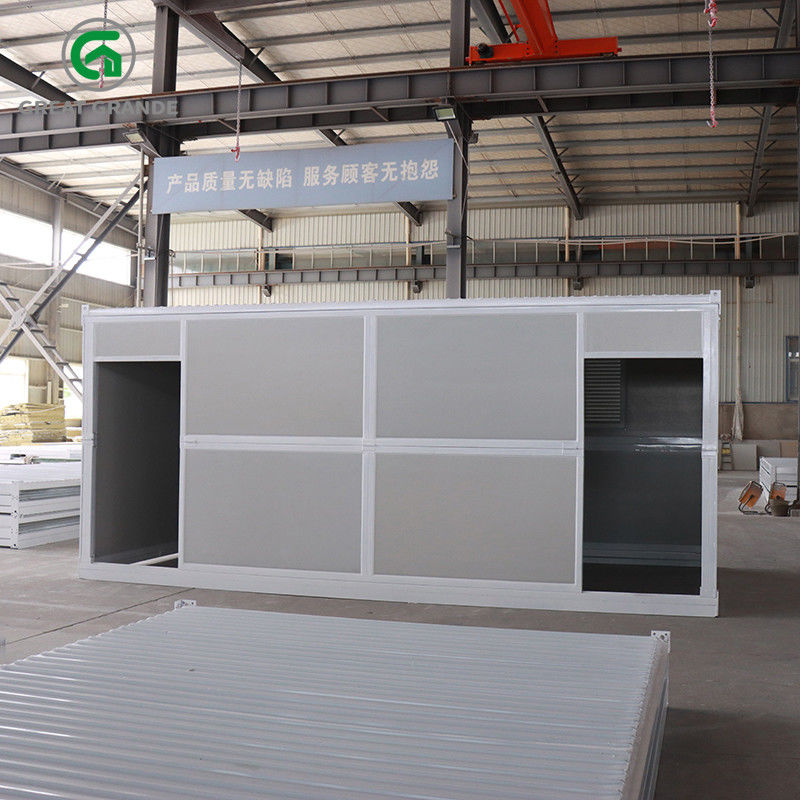 Prefab στρατοπέδευσης προσωρινής κατοικίας που διπλώνει εμπορευματοκιβωτίων διπλή πόρτα πλευρικών τοίχων σπιτιών την ενιαία