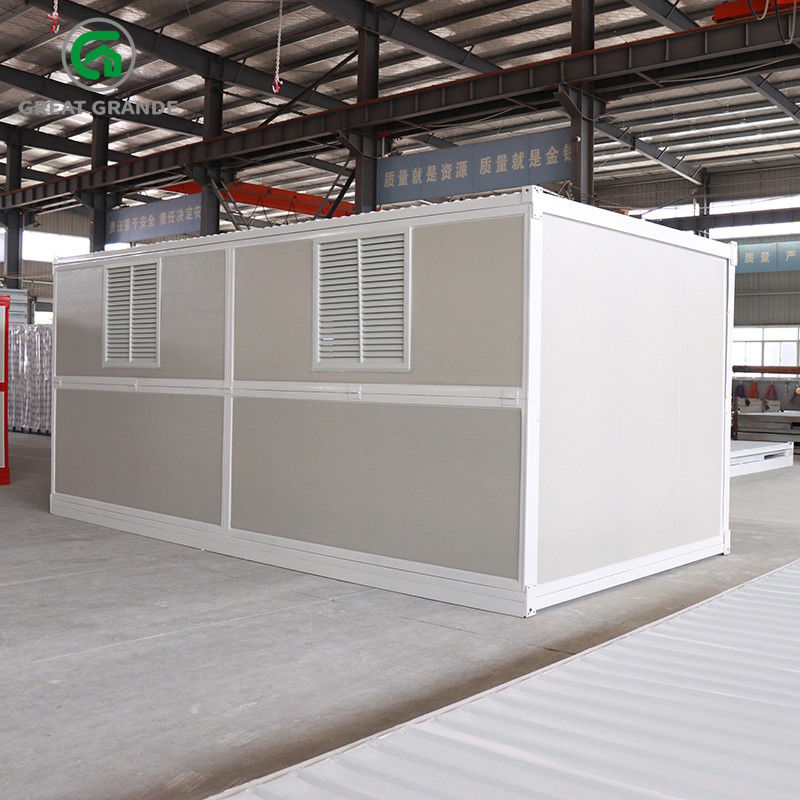 Prefab στρατοπέδευσης προσωρινής κατοικίας που διπλώνει εμπορευματοκιβωτίων διπλή πόρτα πλευρικών τοίχων σπιτιών την ενιαία