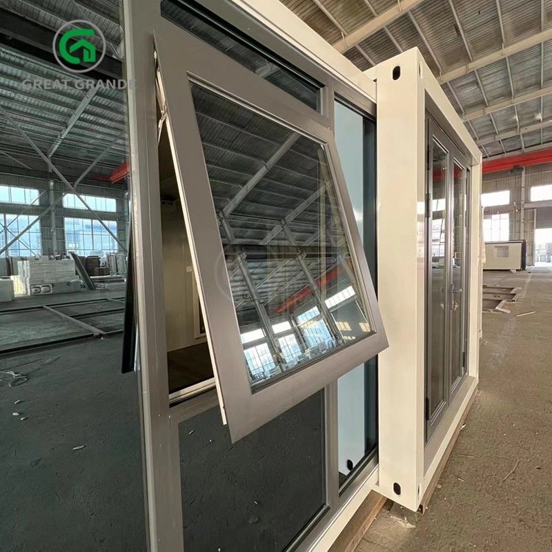 20ft αναδιπλούμενα μικρά σπίτια κατασκευαστής καφέ γυάλινη πόρτα δέκα λεπτά κατασκευή γαλβανισμένο χάλυβα πλαίσιο